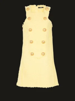 Tweed Swing Dress With Buttoned Plastron-Balmain Hot