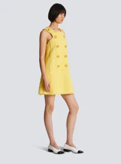 Tweed Swing Dress With Buttoned Plastron-Balmain Hot