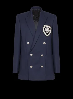 Twill Blazer With Embroidered PB Signature Badge-Balmain Outlet