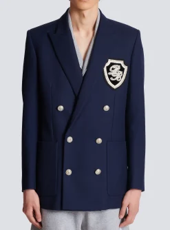 Twill Blazer With Embroidered PB Signature Badge-Balmain Outlet