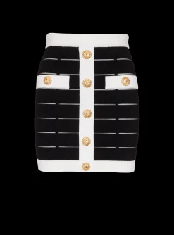 Two-tone Buttoned Knit Skirt-Balmain New