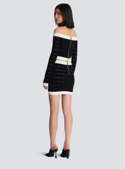 Two-tone Buttoned Knit Skirt-Balmain New