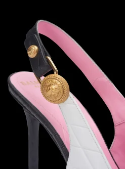 Two-tone Calfskin Eva Pumps With An Embossed Grid Motif-Balmain Online