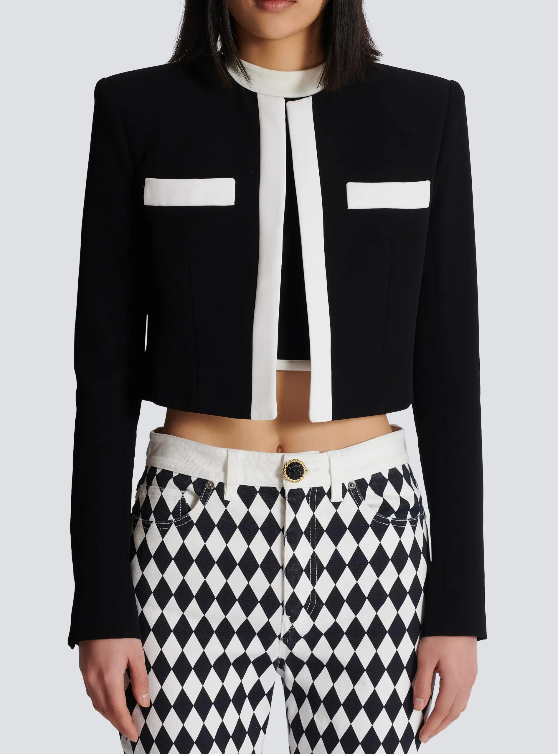 Two-tone Crepe Spencer Jacket-Balmain Cheap
