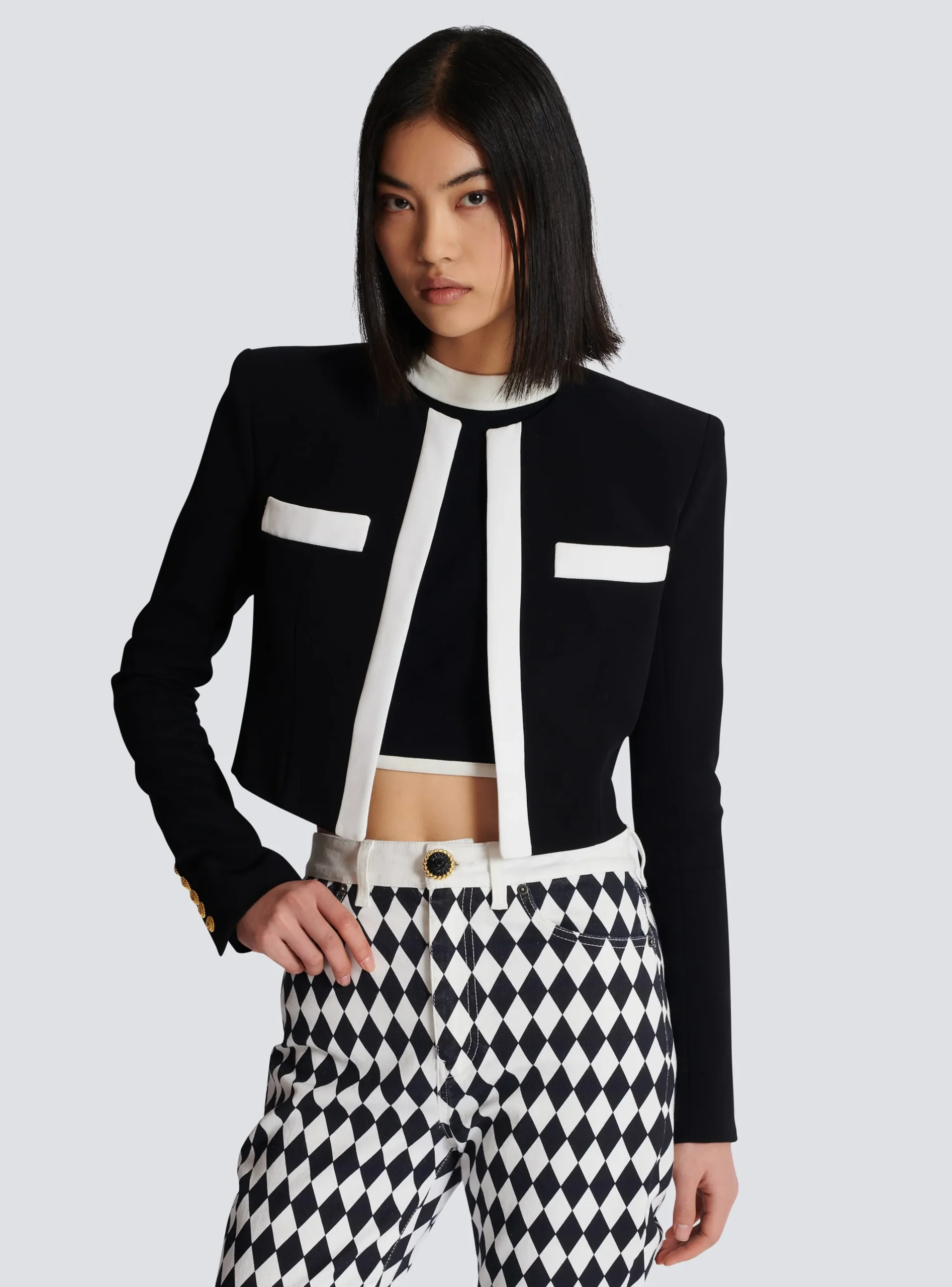 Two-tone Crepe Spencer Jacket-Balmain Cheap