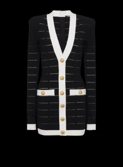 Two-tone Knit Dress With Buttons-Balmain Flash Sale
