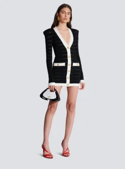 Two-tone Knit Dress With Buttons-Balmain Flash Sale