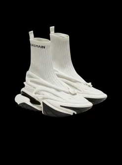 Unicorn High-top Trainers In Mesh And Leather-Balmain New