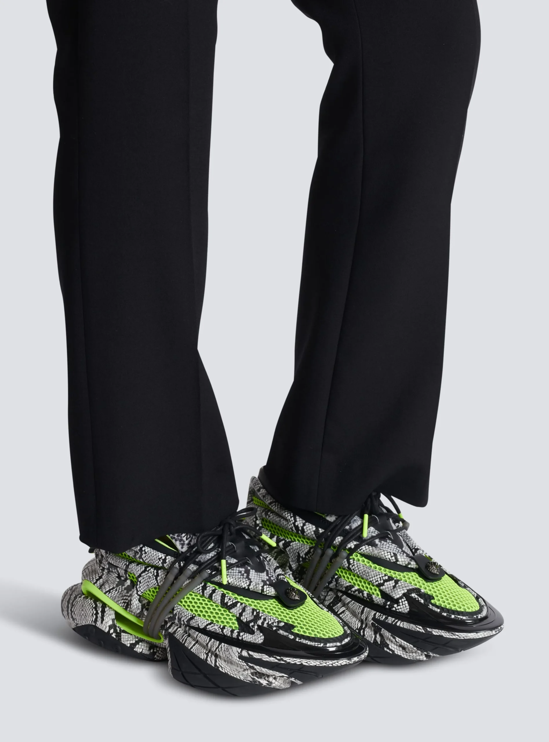 Unicorn Mesh And Snakeskin-effect Leather Trainers-Balmain Best Sale