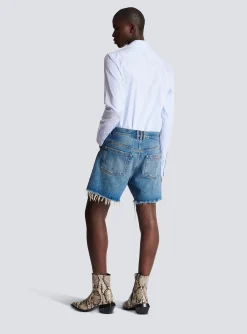Unisex Shorts In Vintage Wash Denim-Balmain Flash Sale