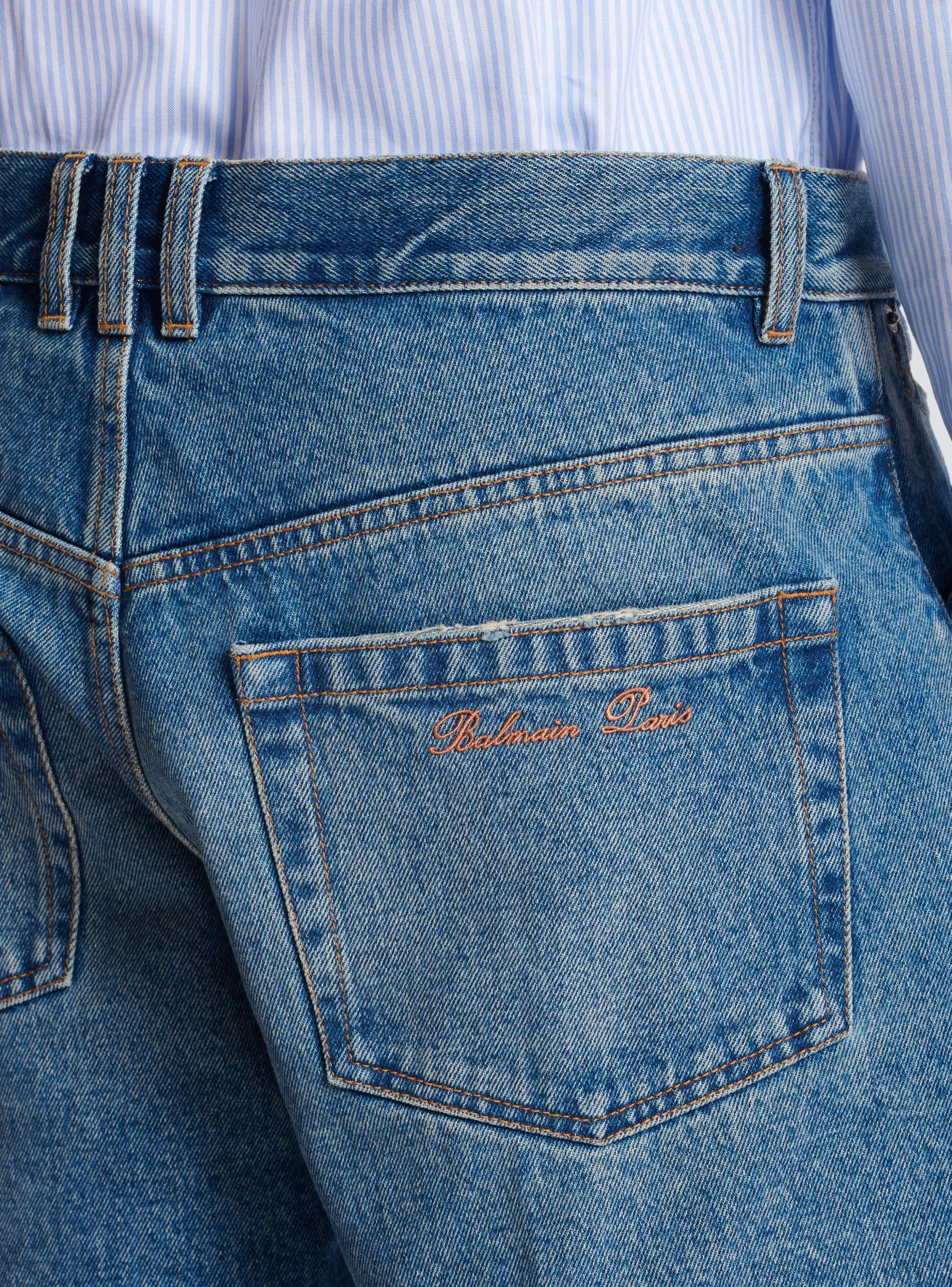 Unisex Shorts In Vintage Wash Denim-Balmain Flash Sale