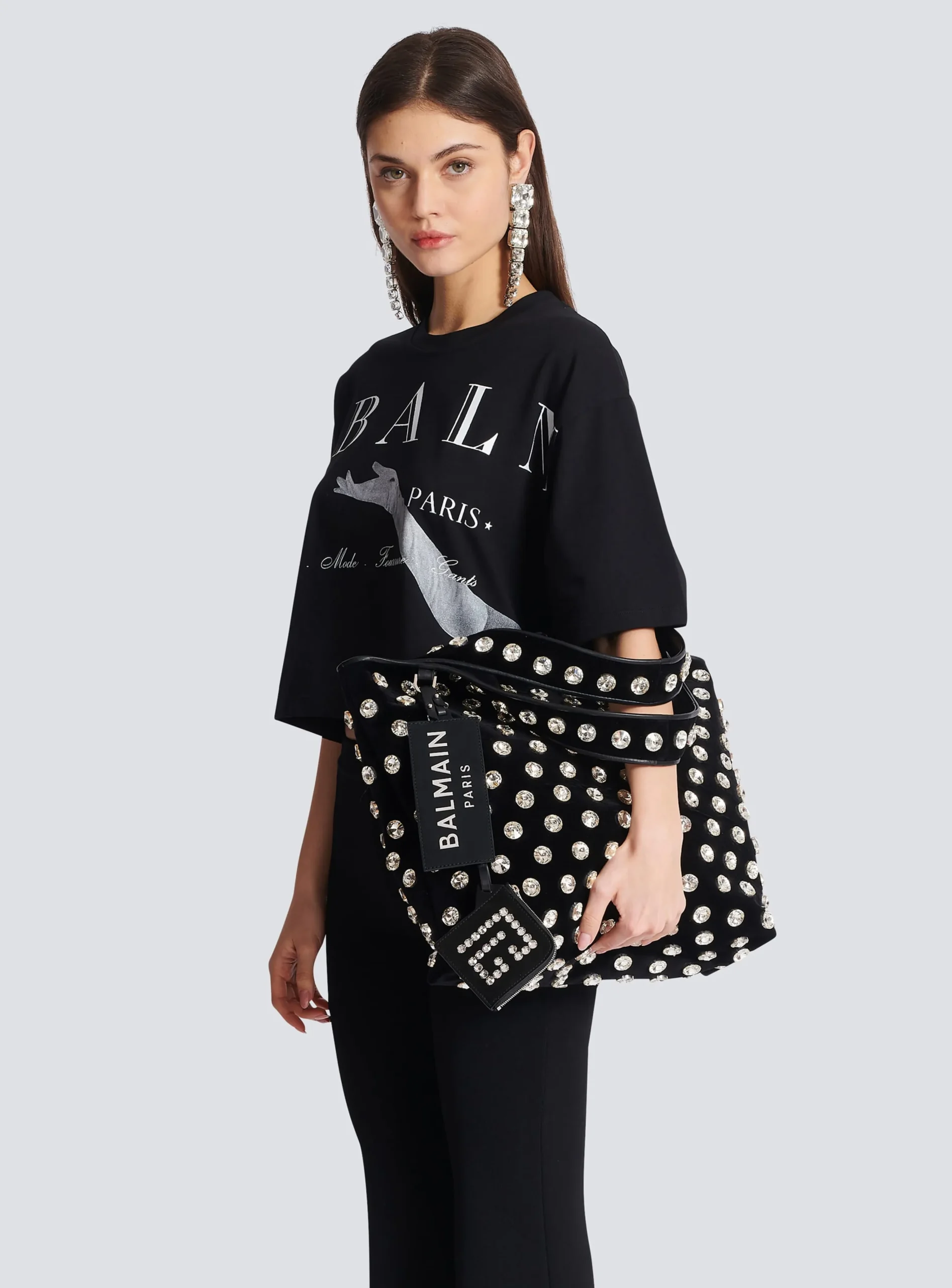 Velvet And Crystal Grocery Bag-Balmain Cheap