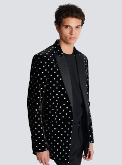 Velvet Jacket With Glitter Dots-Balmain Online