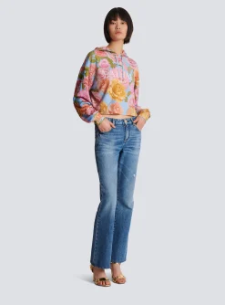 Vintage Hoodie With Pastel Roses Print-Balmain Hot