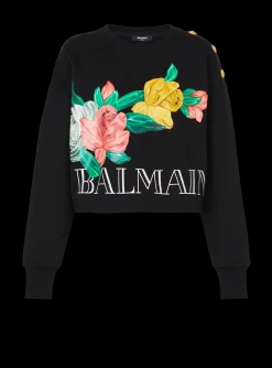 Vintage Sweatshirt With Roses Print-Balmain Online