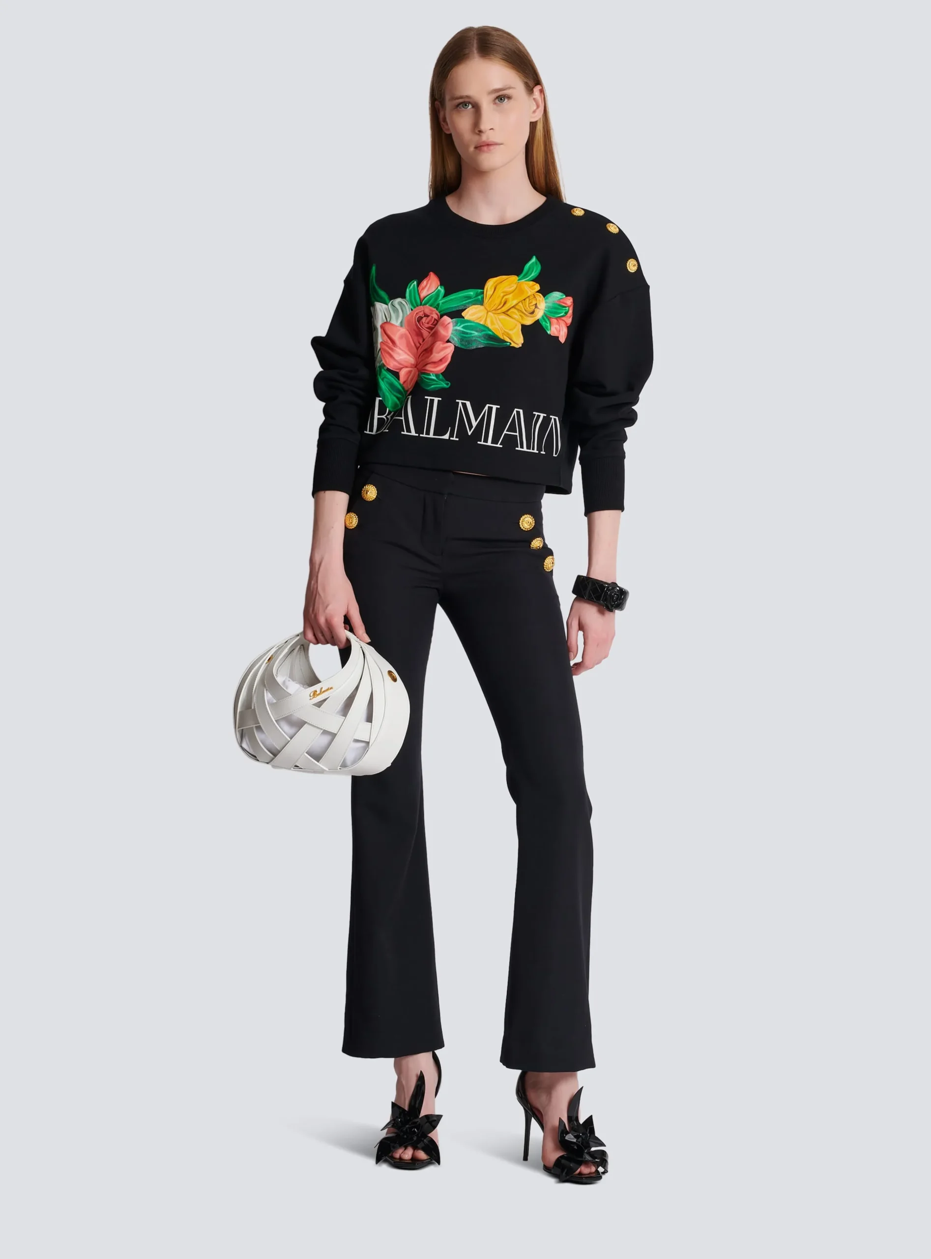 Vintage Sweatshirt With Roses Print-Balmain Online