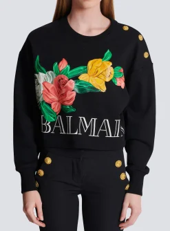 Vintage Sweatshirt With Roses Print-Balmain Online