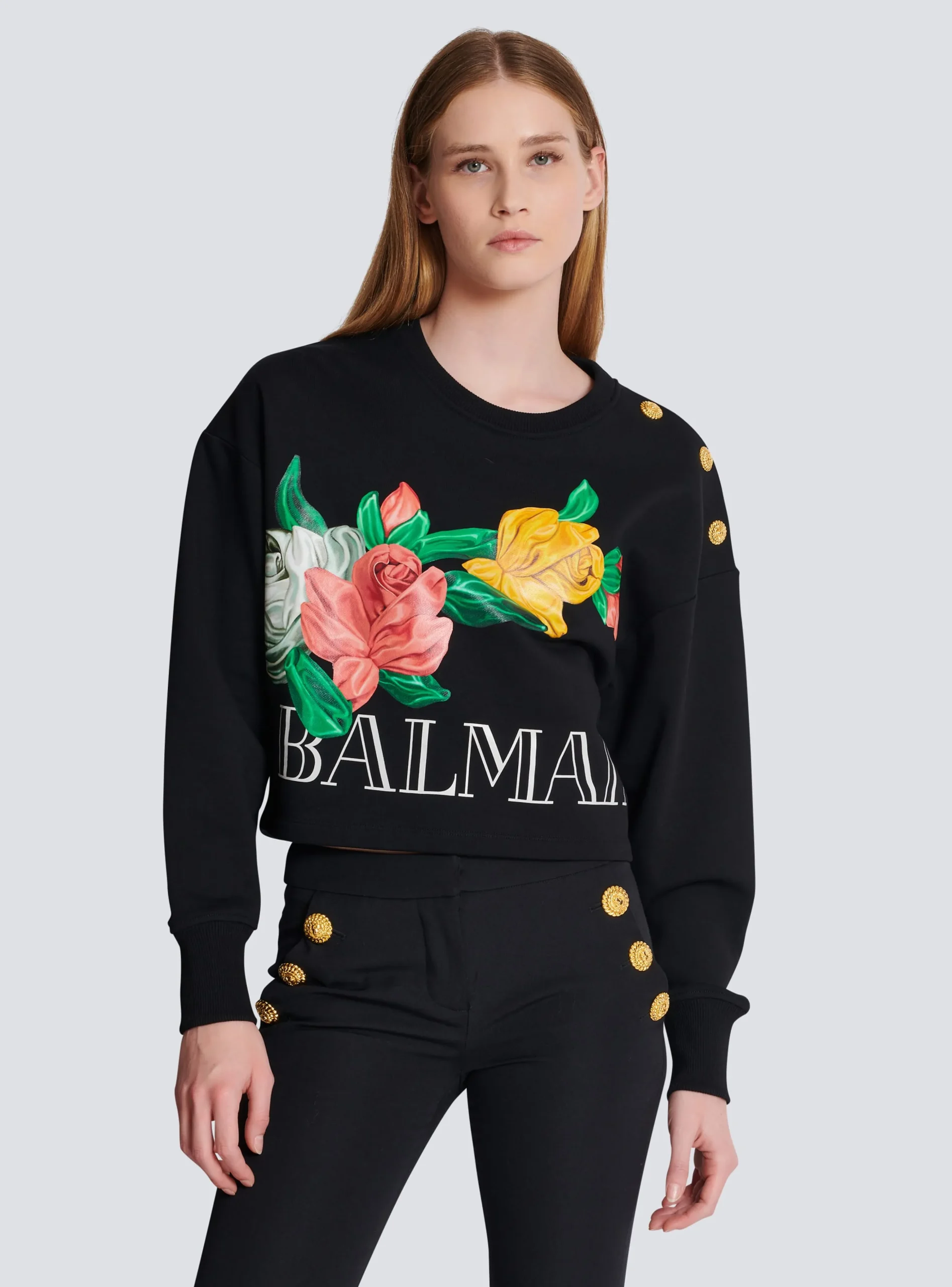 Vintage Sweatshirt With Roses Print-Balmain Online