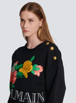 Vintage Sweatshirt With Roses Print-Balmain Online