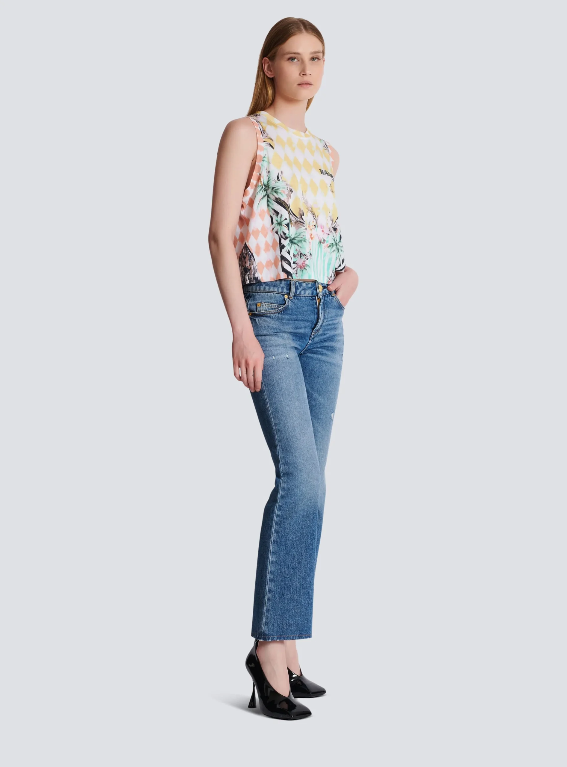 Vintage Tank Top With Baroque Print-Balmain Hot