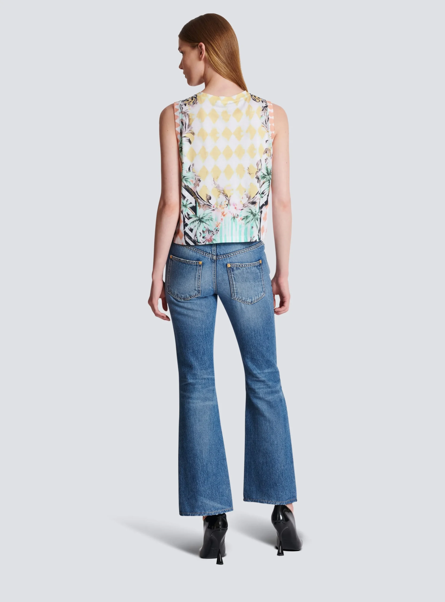 Vintage Tank Top With Baroque Print-Balmain Hot