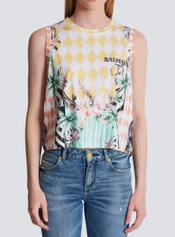 Vintage Tank Top With Baroque Print-Balmain Hot