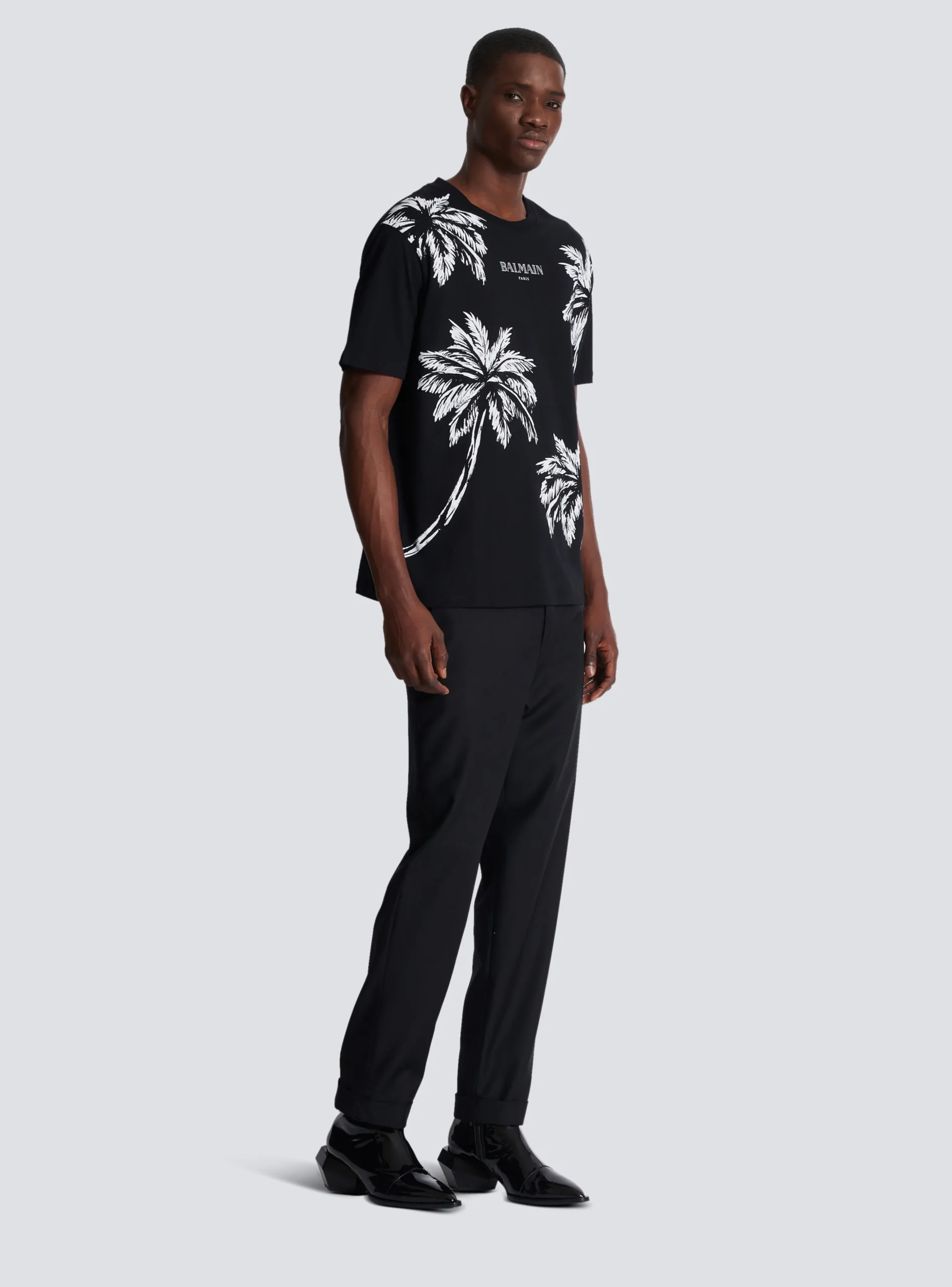 Vintage T-shirt With Palm Tree Print-Balmain Discount