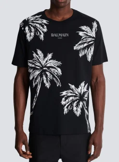 Vintage T-shirt With Palm Tree Print-Balmain Discount