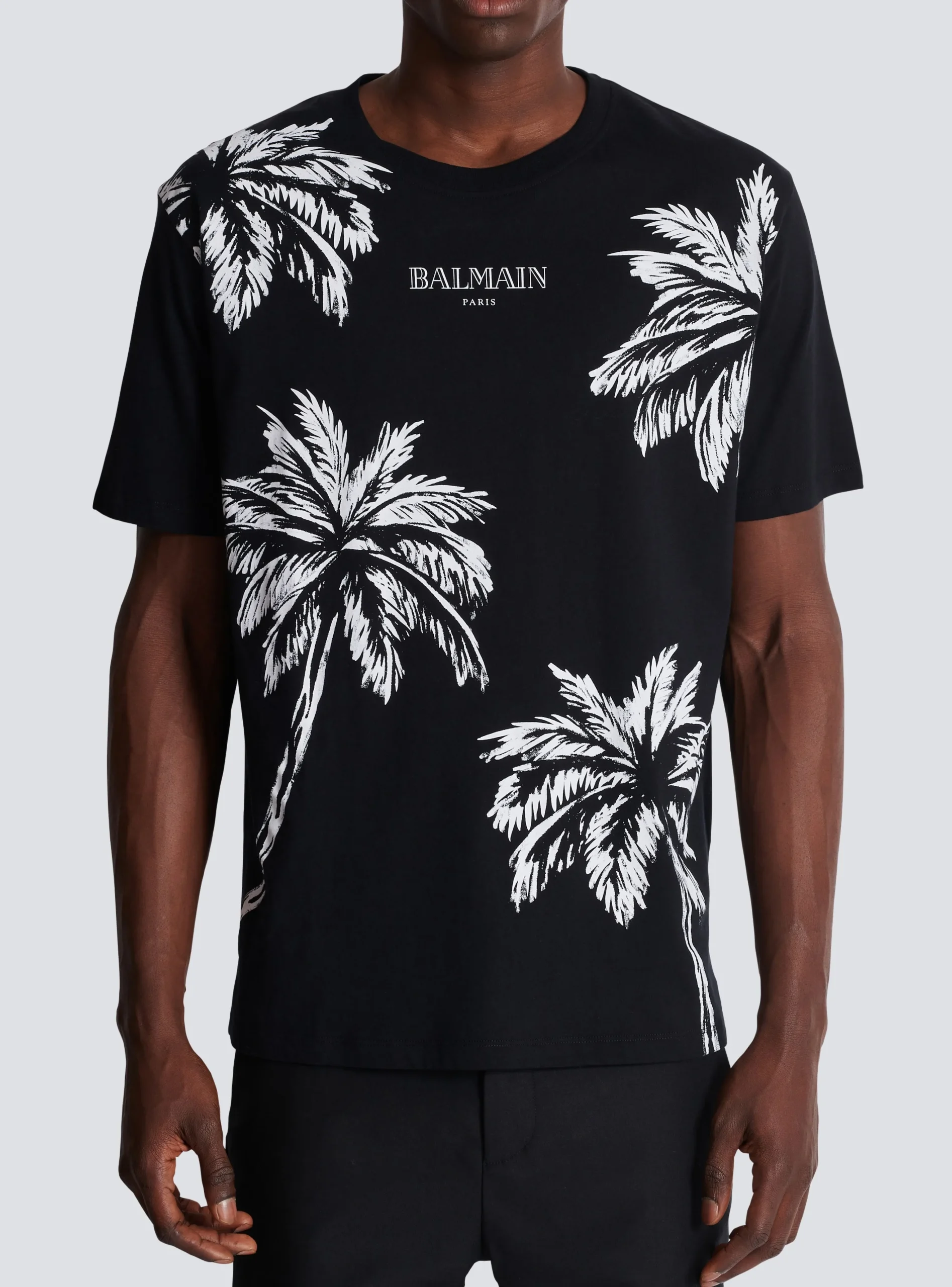 Vintage T-shirt With Palm Tree Print-Balmain Discount