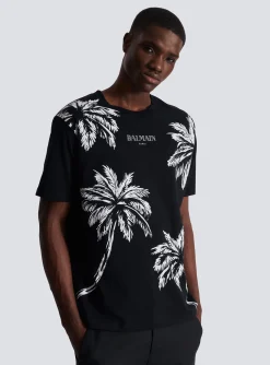 Vintage T-shirt With Palm Tree Print-Balmain Discount