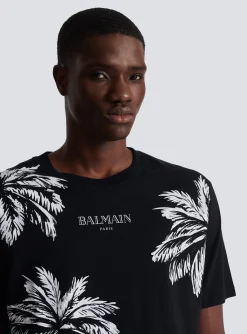 Vintage T-shirt With Palm Tree Print-Balmain Discount