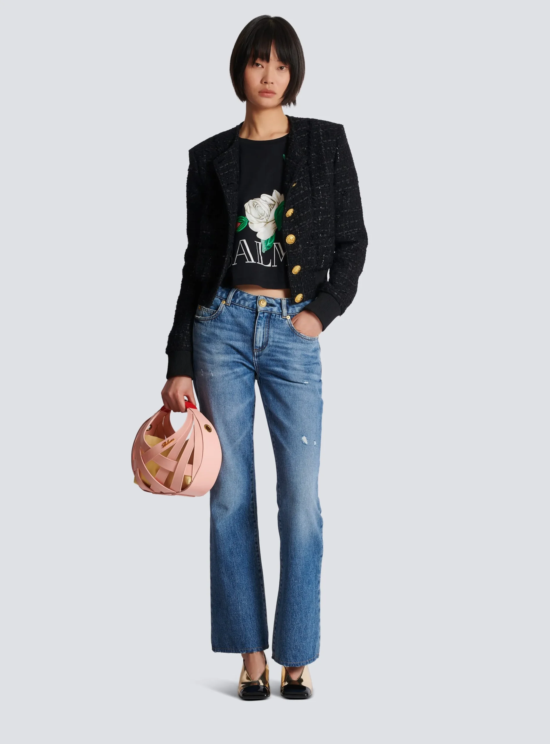 Vintage T-shirt With Roses Print-Balmain New