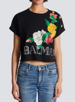 Vintage T-shirt With Roses Print-Balmain New