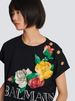 Vintage T-shirt With Roses Print-Balmain New