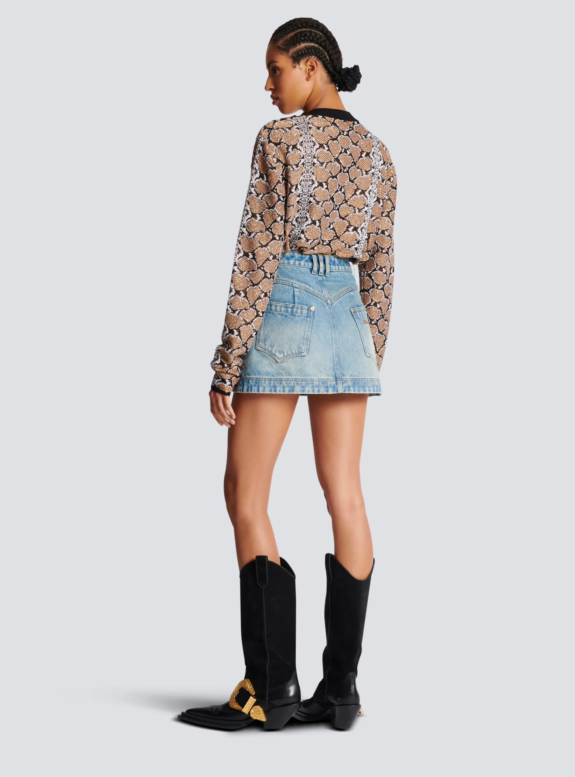 Western Denim A-line Skirt-Balmain Best Sale