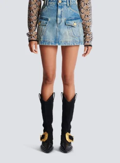 Western Denim A-line Skirt-Balmain Best Sale