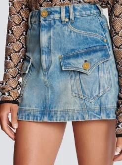 Western Denim A-line Skirt-Balmain Best Sale