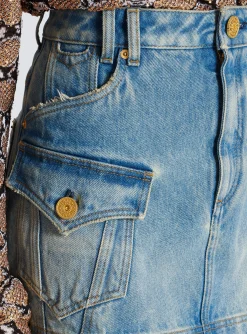 Western Denim A-line Skirt-Balmain Best Sale