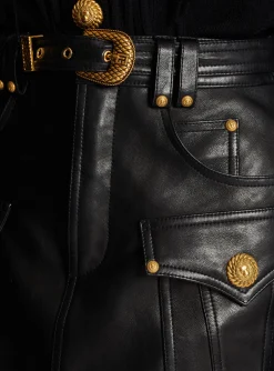 Western Leather A-line Skirt-Balmain Online