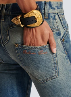 Western Leather And Golden Metal Bracelet-Balmain Hot
