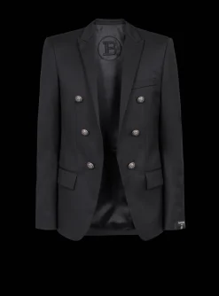 Wool Blazer With Double-breasted Silver-tone Buttoned Fastening-Balmain Store