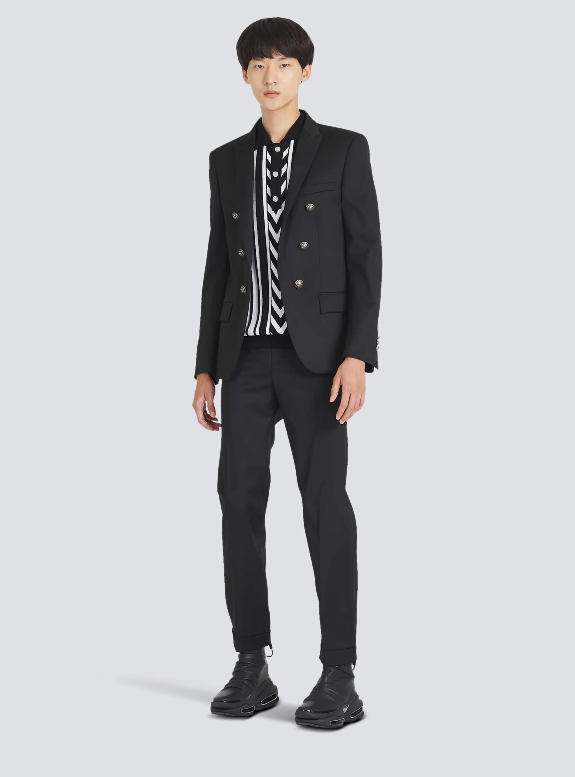 Wool Blazer With Double-breasted Silver-tone Buttoned Fastening-Balmain Store