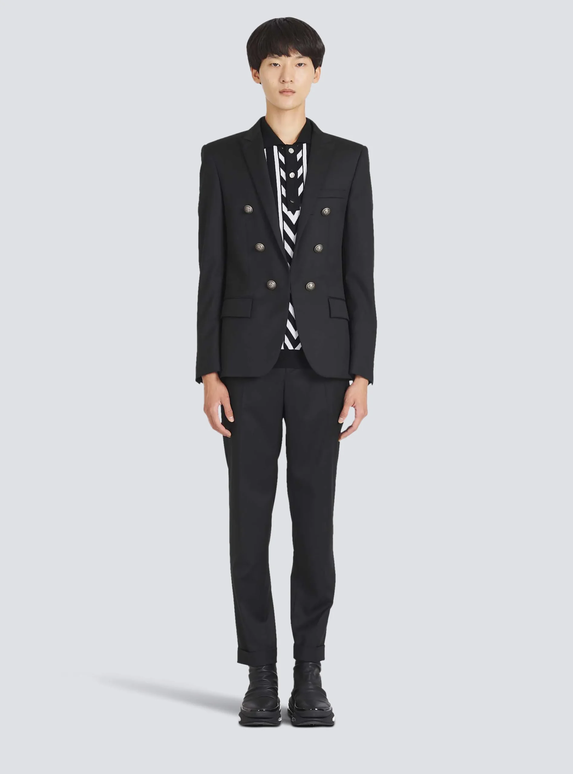 Wool Blazer With Double-breasted Silver-tone Buttoned Fastening-Balmain Store