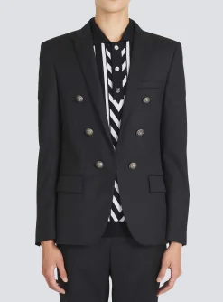 Wool Blazer With Double-breasted Silver-tone Buttoned Fastening-Balmain Store