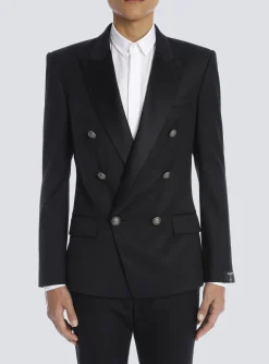 Wool Blazer With Double-breasted Silver-tone Buttoned Fastening-Balmain Hot