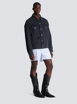 Worn-effect Denim Jacket-Balmain Shop