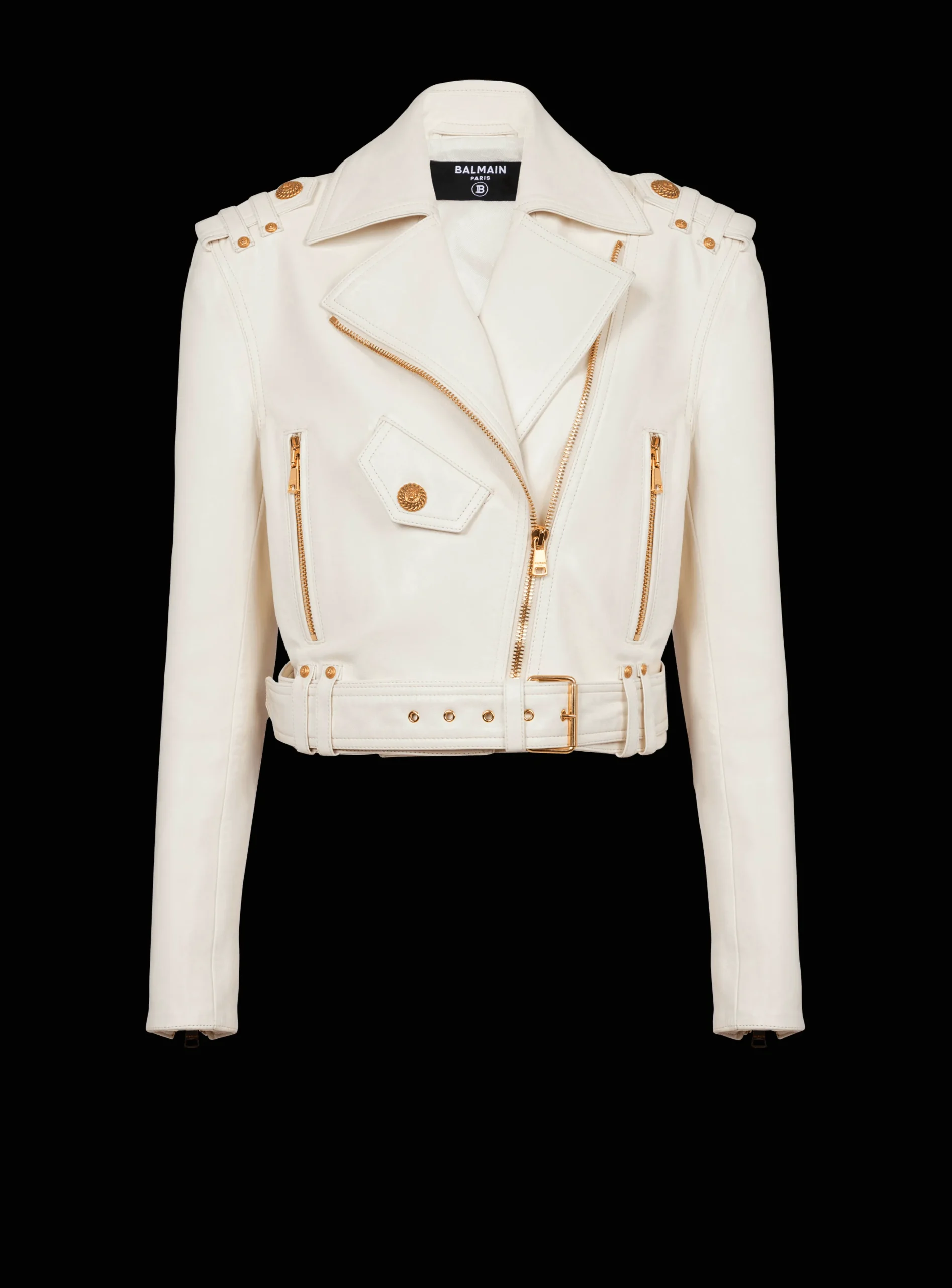 Zipped Leather Biker Jacket-Balmain Best