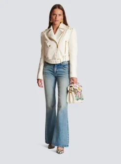 Zipped Leather Biker Jacket-Balmain Best