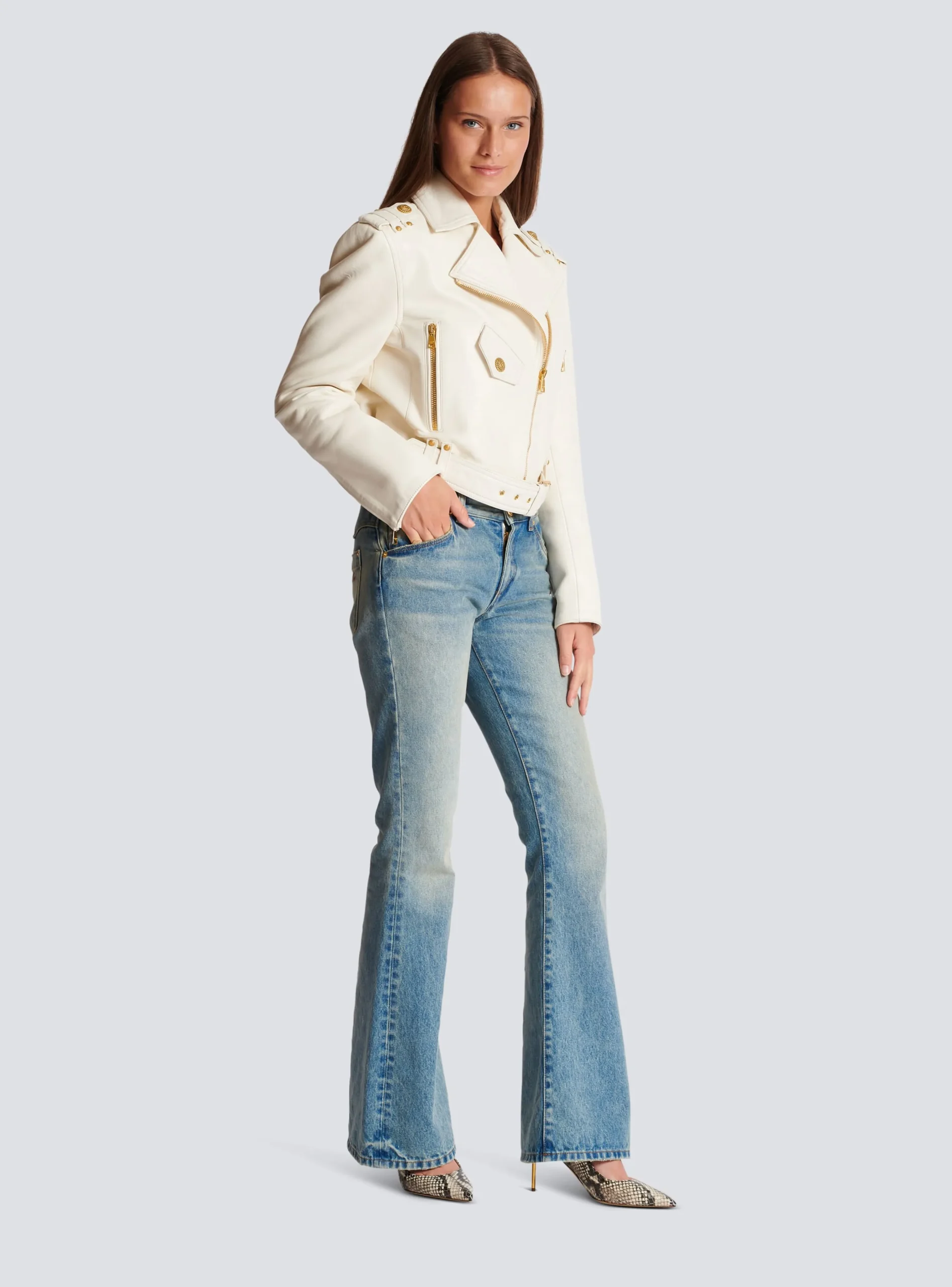 Zipped Leather Biker Jacket-Balmain Best